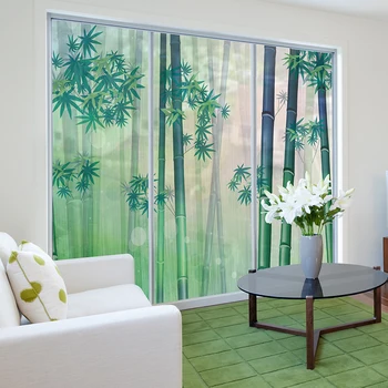 Зелен бамбук самозалепващи электростатическая карета перална стикер на прозореца, украшающая подвижен стъклен вратата на спалнята, стъклен щит тераси.