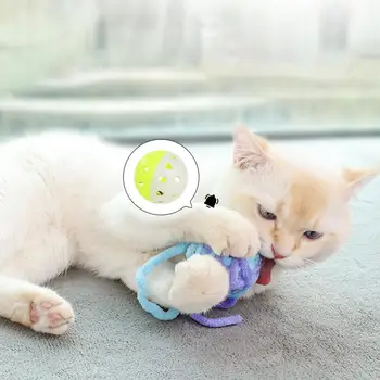 Играчки за котки от памучни конци за домашни любимци саморазвлекаются, дъвчат и се дразни от котки, плюшени камбанка, топка, Цветни топки, аксесоари за котки, аксесоари