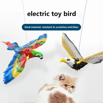 Имитация на Птици, Интерактивни Играчки за котки Електрически Извънбордови Орел, Летяща птица, която Свири на Котка и мишка, Играчка за котки, въже за драскотини, Коте, куче