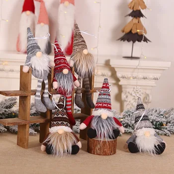 Коледна висулка, вязаная плюшен кукла джудже, Украса, Коледна Елха, Монтиране на Украса, на Празничния начало декор, Подарък играчка за сядане