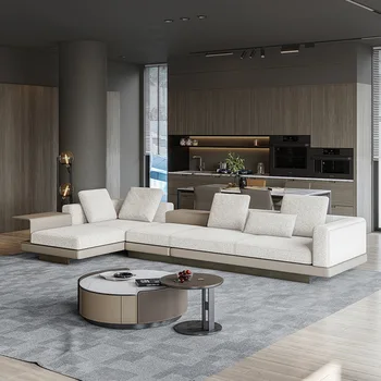 Комплект тъканта на дивана 2023, Нов италиански модерен прост диван от висококачествен памук и лен, L-образна Домашни мебели за спалня в европейски стил