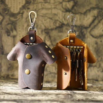 Креативна кожена чанта за ключове Crazy horse, лесен домакински поясная чанта за ключове, хубава кожена чанта за ключове-карти.