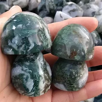 Кристални Лечебни камъни, естествена Мъхест ахат, гъби ръчно изработени