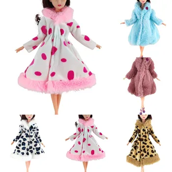 Меко палто от изкуствена кожа с дълъг ръкав, мини-стоп-моушън дрехи, меховое плюшевое палто за кукли дължина от 30 см, аксесоари за кукли, зимни играчки за момичета с кукли Барби