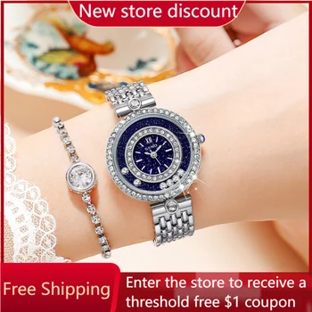 Модни луксозни дамски кварцов часовник с диаманти в Европа и Америка, стомана водоустойчив часовник