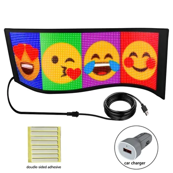 Модул led дисплей RGB с цветен скролиране на текст с помощта на приложения или Bluetooth управление на Гъвкава светодиодна лента за декориране на прозореца на колата, рекламна табела на магазин