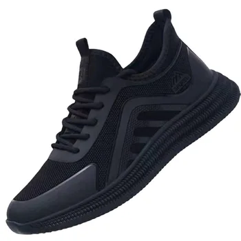 Мъжки спортни обувки 2023, Нова тенденция, модни дишаща ежедневни обувки, черни спортни маратонки с мека подметка