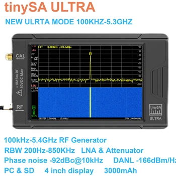 Новият миниатюрен анализатор на спектъра tinySA ULTRA 100k-5,3 Ghz как става това с батерията + 4-инчов TFT-дисплей + Подарък кутия
