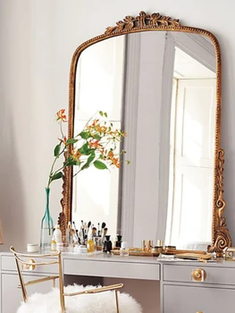 Огледало за грим в стил ретро, Скрин, Маса, Камина, стенно декоративно огледало с дърворезби в двореца на Ян