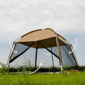Оксфорд + Мрежест Балдахин Открит Слънцезащитен Крем Противомоскитная Палатка За Пикник Риболовна Беседка UV-Защита на сенника Голямо Пространство За Парти Тур