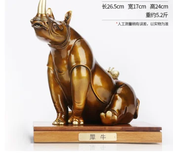 Оригиналност от чиста мед с носорогом в китайски стил за дома, хол, офис, работен плот, украса за бродерия
