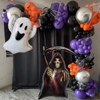 Призрачная тиква, гирлянда от балони на Хелоуин, стикер с бухалка, паяк, украса за парти в чест на Хелоуин, балони за детски рожден ден