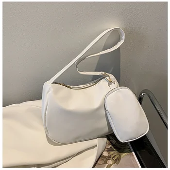 Просто женствена чанта в контрастен цвят за подмишниците, ежедневни преносима чанта на рамото, модни малка квадратна чанта с голям капацитет