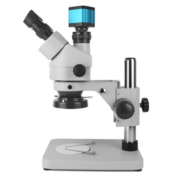 Професионален индустриален тринокулярный стереомикроскоп с постоянното увеличаване на 7X - 45Ч, HDMI и USB камера за ремонт на телефони
