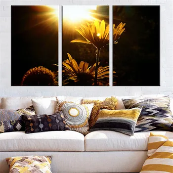 Снимка с цвете, без рамка, маслени бои, жълто Тъмен пейзаж, Слънчева Светлина, живопис върху платно, украса за дома, монтиран на стената плакат, художествена печат, 3 предмет