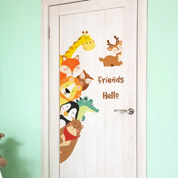 Стикери с анимационни жирафа растежа на детето, Сладки животни, Интериор на детската стая, стикери за стена, креативни стикери за детски декора на стените