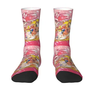 Стръмни чорапи Super Sailors с принтом за жени и мъже, еластични чорапи с шарени аниме Moon Chibi, лято, есен, зима