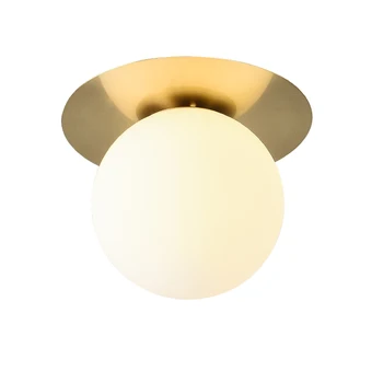 Стъклена топка, декоративен тавана лампа, модерен минималистичен лампа за преминаване от чиста мед, арт, лампа, за да влезе в спалнята в хола