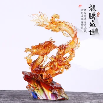 Стъклена украшение Дракон Бизнес процъфтява Учат Занаяти Отваряне на подаръци за рожден ден и housewarming Лесно лукс в китайски стил