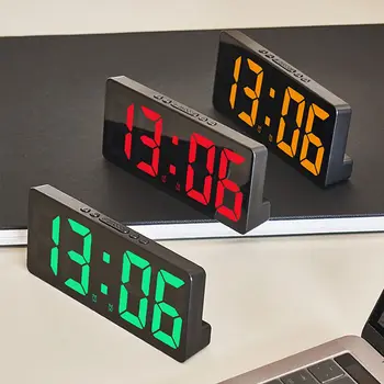 Творчески часовника с числа, цветен лека нощ, температурен календар, аларма, led електронни часовници с осветление на Големи количества, Домашен Декор