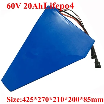 триъгълен Батерия 60v 20ah Lifepo4 с BMS No Li Ion за Електрически Велосипед 60v 1500w 750w + 5A Зарядно + Чанта