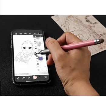 Универсален стилус 2 в 1, Таблет за рисуване, капацитивен екран, Caneta Touch Писалка за мобилен телефон Android, Аксесоари за умен-моливи