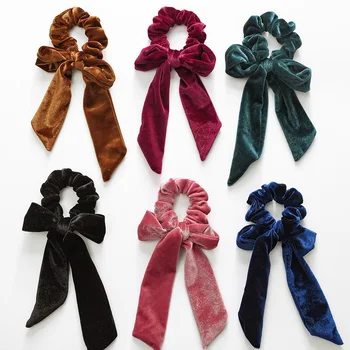 Фланелевый вратовръзка от ръчно изработени аксесоари за коса, женски есенно-зимния лък, кадифе превръзка на главата, бижутерия на едро, превръзка на главата си лента от