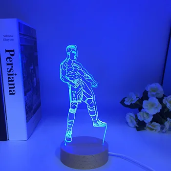 Футболната звезда CR77, спортна дървени 3D led лампа за декориране на спалня, RGBw, с променящ се цвят, дървен, с монтиран на стената лампа, Директна доставка