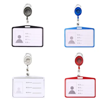 Хоризонтална метална стойка за работна карта, идентификация етикет, на притежателя бейджа с име, калъф за карта, пропуск, ръкав за карта за достъп, с подвижни скоба за бейджа