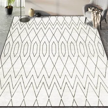 Черен, Бял цвят, скандинавски геометричен килим, хол, модерен прост мат за спални, детски кухненски подложки, мини, миещи се